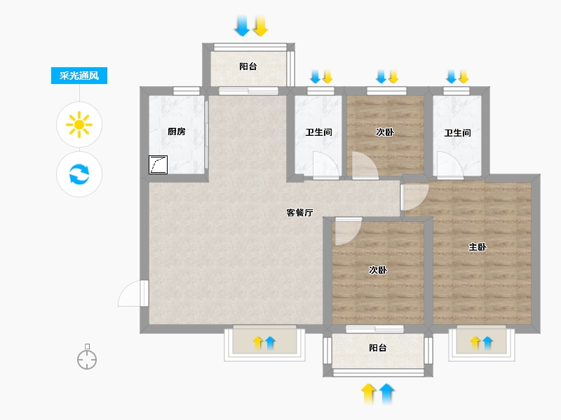 陕西省-西安市-隆源国际城·悦启-76.16-户型库-采光通风