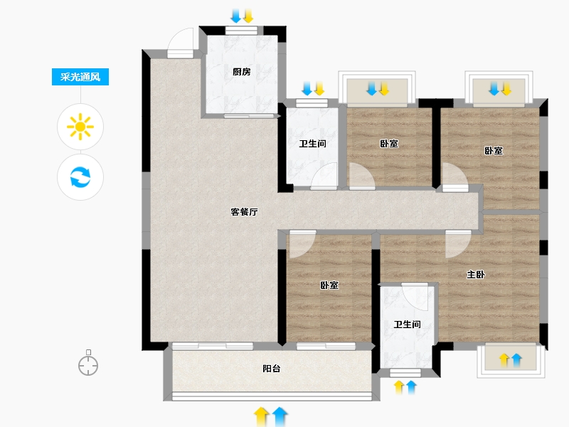 湖北省-武汉市-中建壹品澜庭-93.01-户型库-采光通风