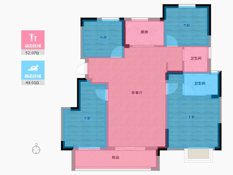 浙江省-宁波市-光语云著-90.40-户型库-动静分区