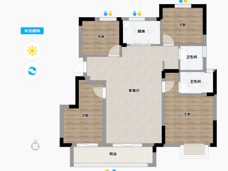 浙江省-宁波市-光语云著-90.40-户型库-采光通风