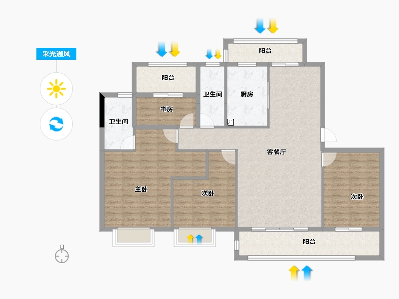 湖南省-长沙市-中建亮月湖-129.88-户型库-采光通风