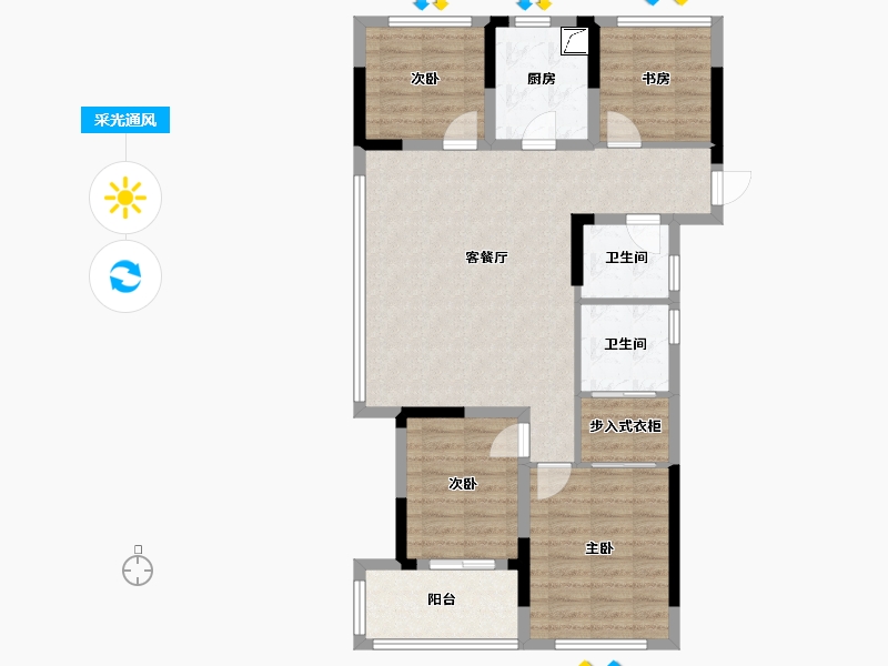 浙江省-绍兴市-元垄紫薇府-92.00-户型库-采光通风