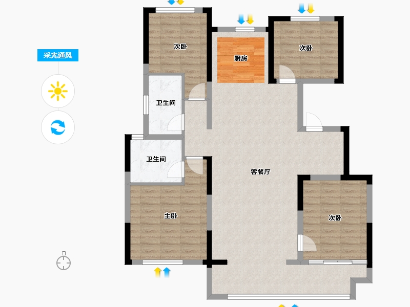 河北省-石家庄市-保利城-115.20-户型库-采光通风