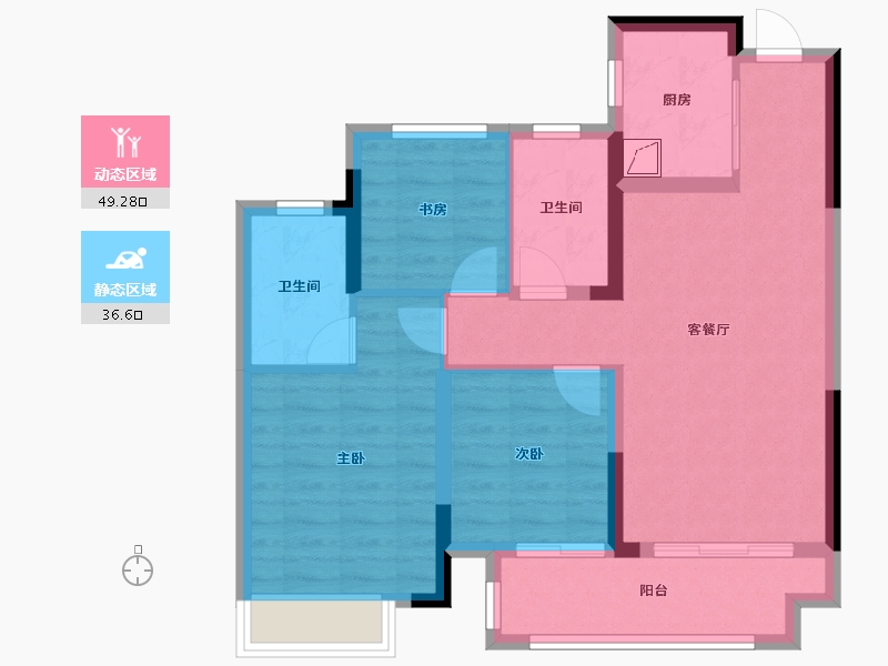 浙江省-绍兴市-佳源湖映江南-76.00-户型库-动静分区