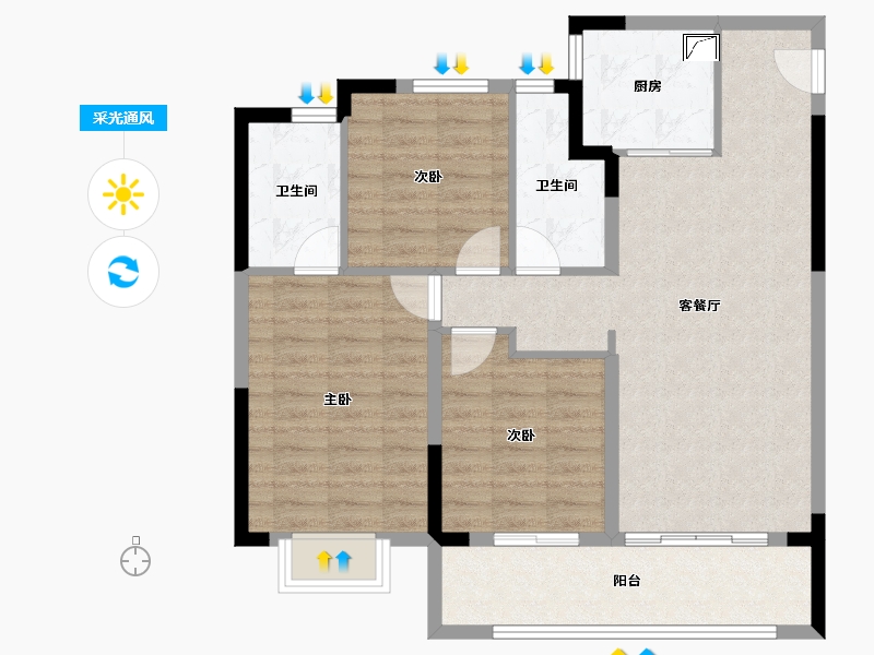 浙江省-宁波市-建发·春江悦-88.00-户型库-采光通风