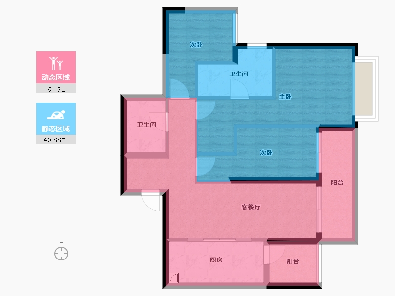 重庆-重庆市-恒大云湖上郡-77.36-户型库-动静分区