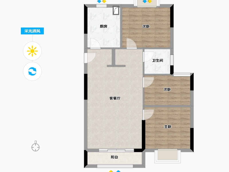 湖北省-武汉市-天纵御景湾-76.00-户型库-采光通风