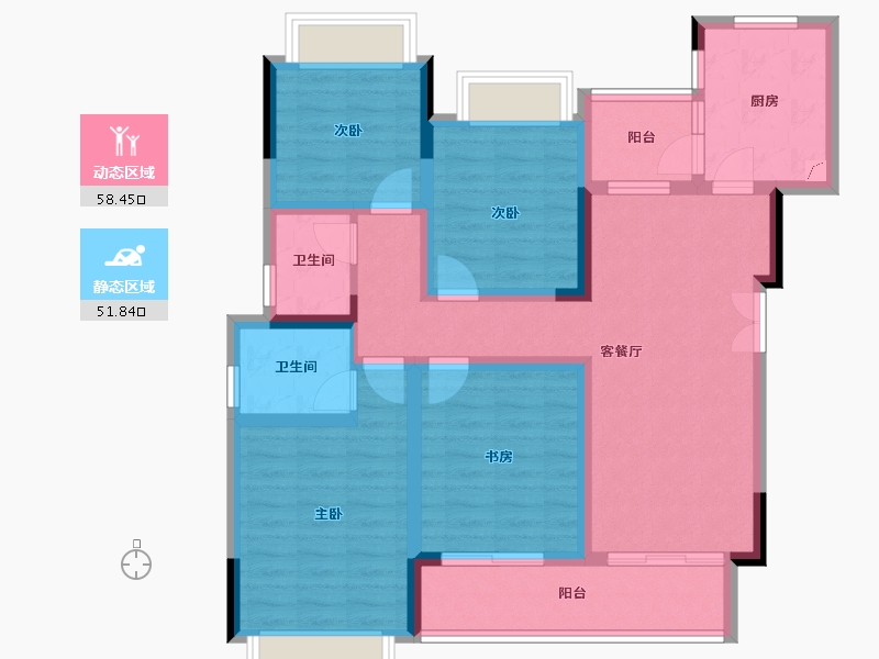 重庆-重庆市-爱尚城-96.64-户型库-动静分区