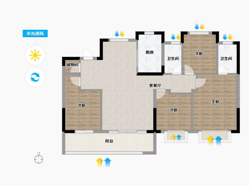 浙江省-宁波市-建发·春江悦-117.60-户型库-采光通风