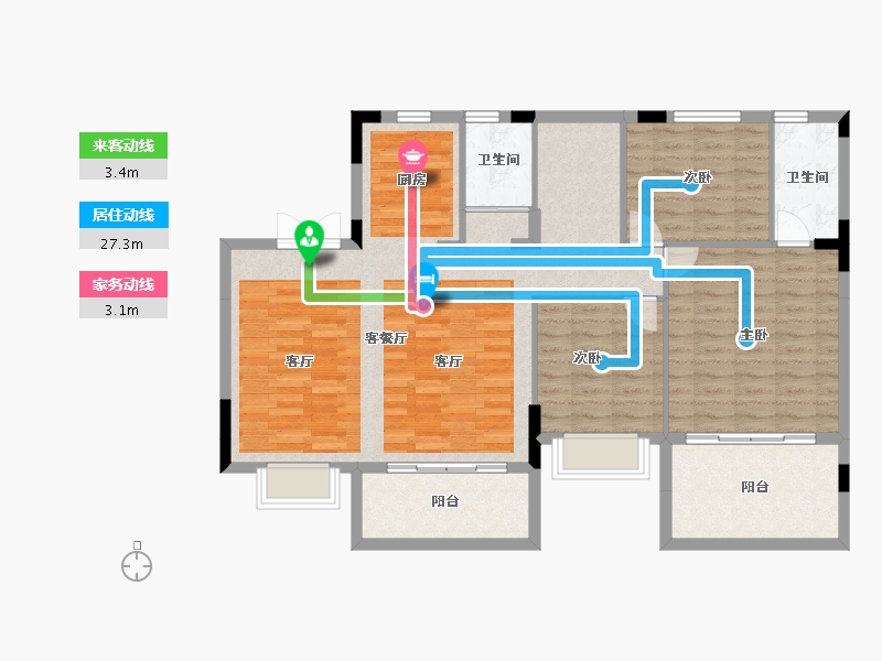 湖南省-长沙市-碧桂园滨江府-114.90-户型库-动静线