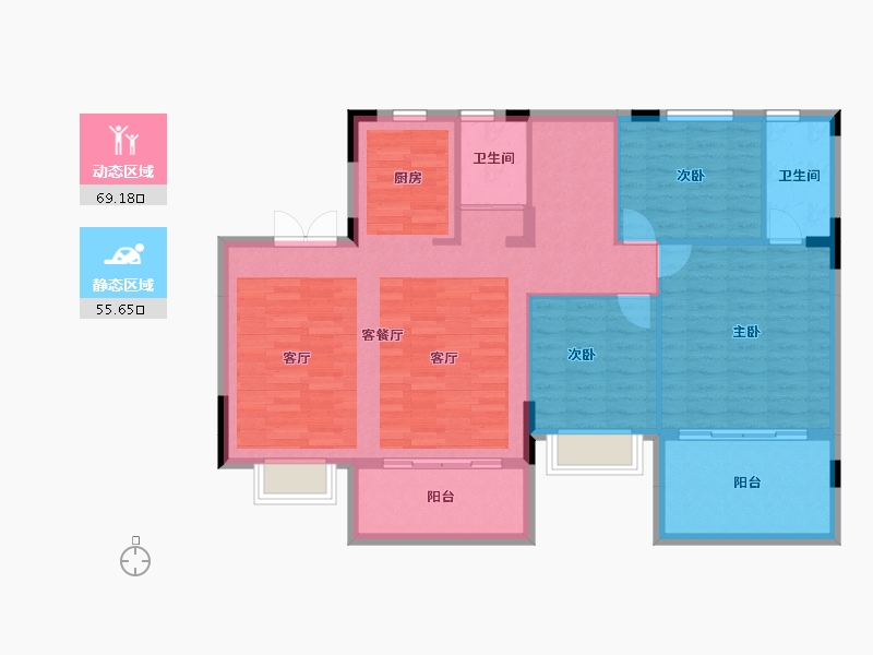 湖南省-长沙市-碧桂园滨江府-114.90-户型库-动静分区