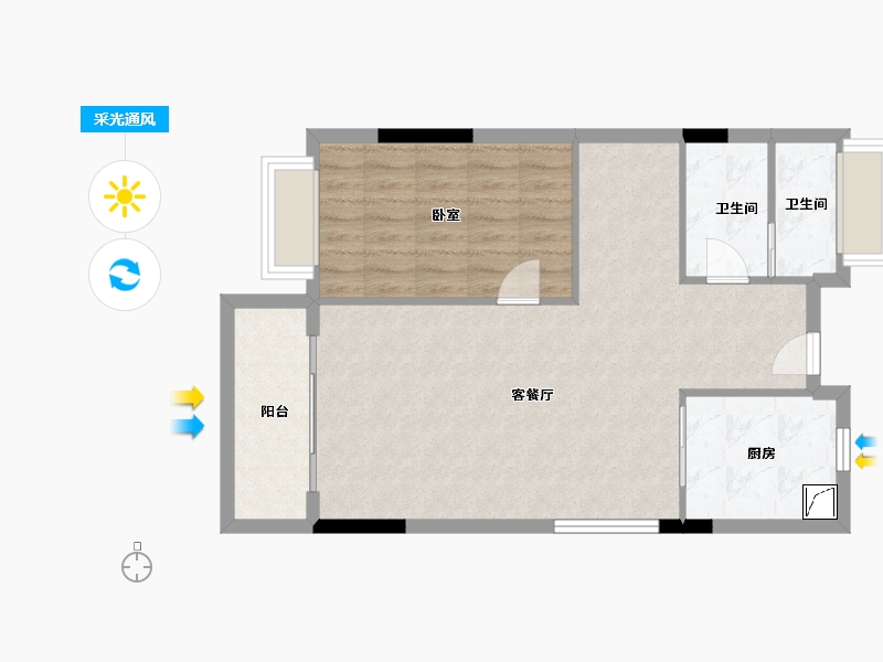 湖南省-长沙市-碧桂园滨江府-70.88-户型库-采光通风