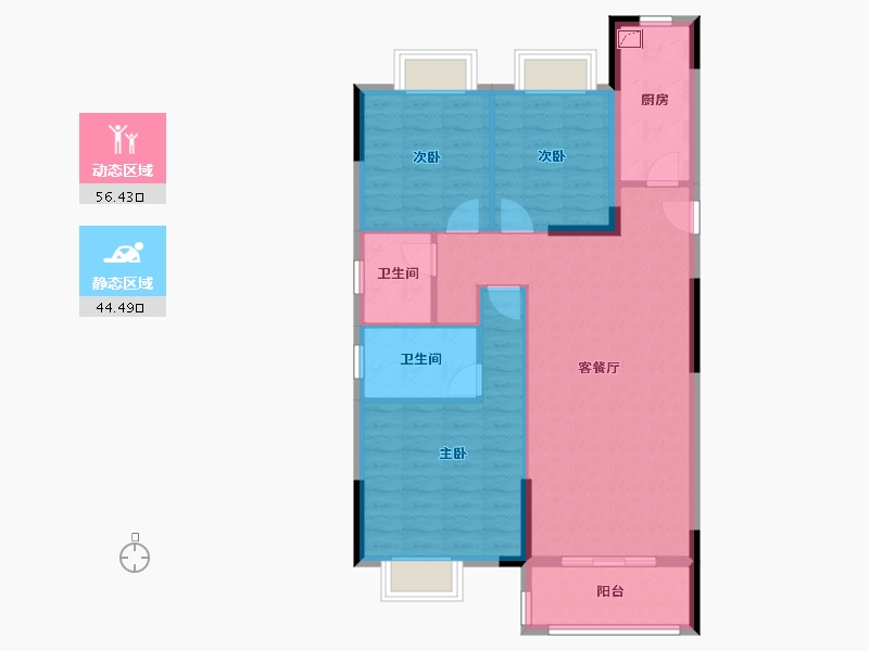 湖北省-武汉市-天纵御景湾-91.00-户型库-动静分区