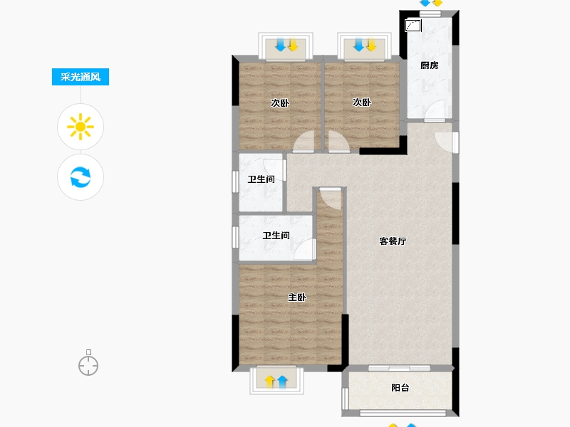 湖北省-武汉市-天纵御景湾-91.00-户型库-采光通风