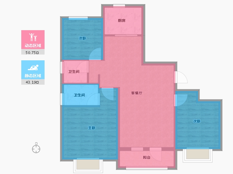 河北省-石家庄市-正定熙湖三期-84.00-户型库-动静分区