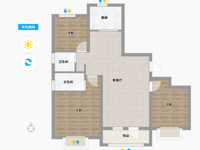 河北省-石家庄市-正定熙湖三期-84.00-户型库-采光通风