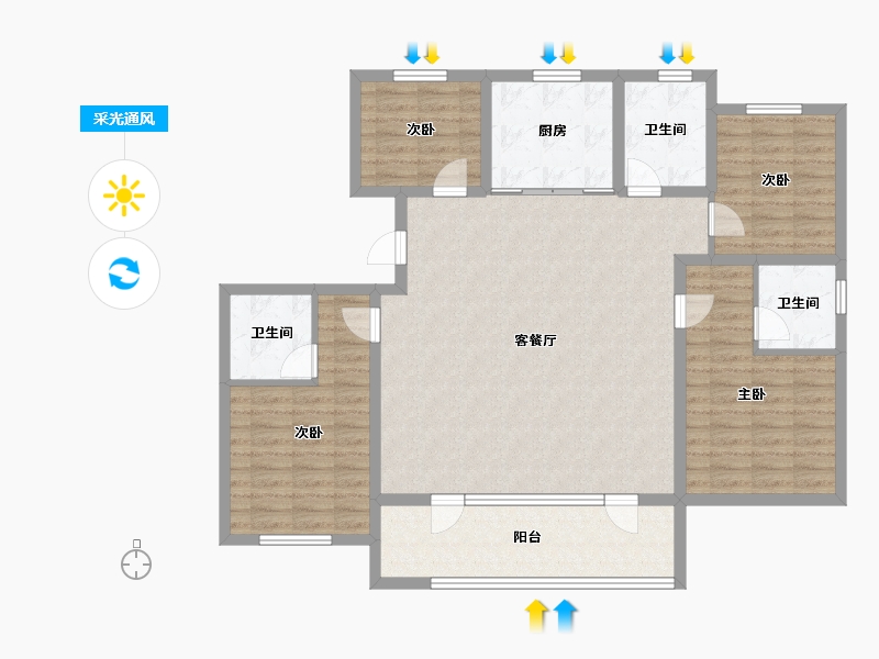 山东省-青岛市-海信城-124.01-户型库-采光通风