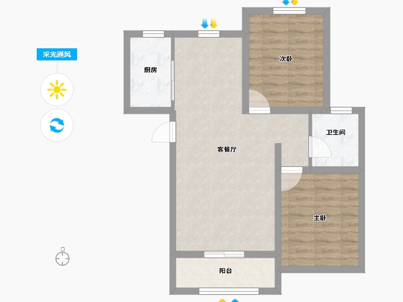 河北省-石家庄市-雅郡小区-60.19-户型库-采光通风