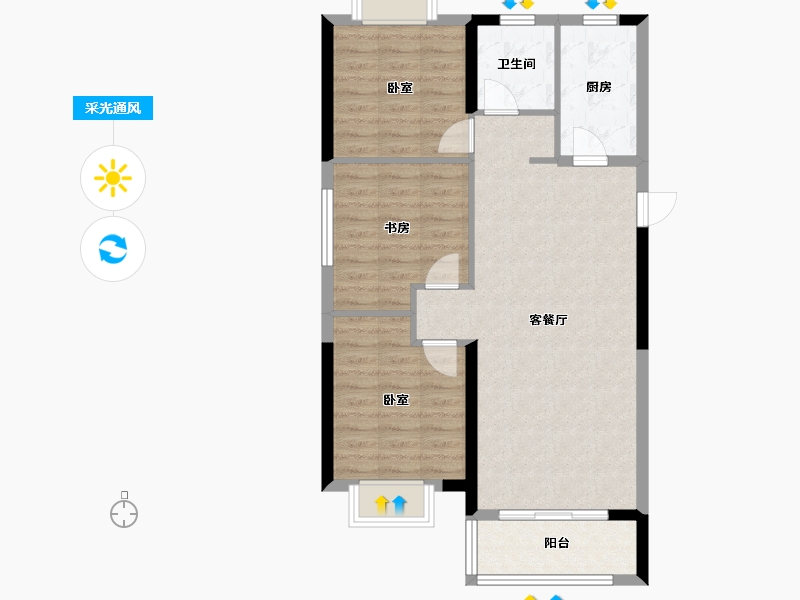 湖北省-武汉市-天纵御景湾-77.00-户型库-采光通风