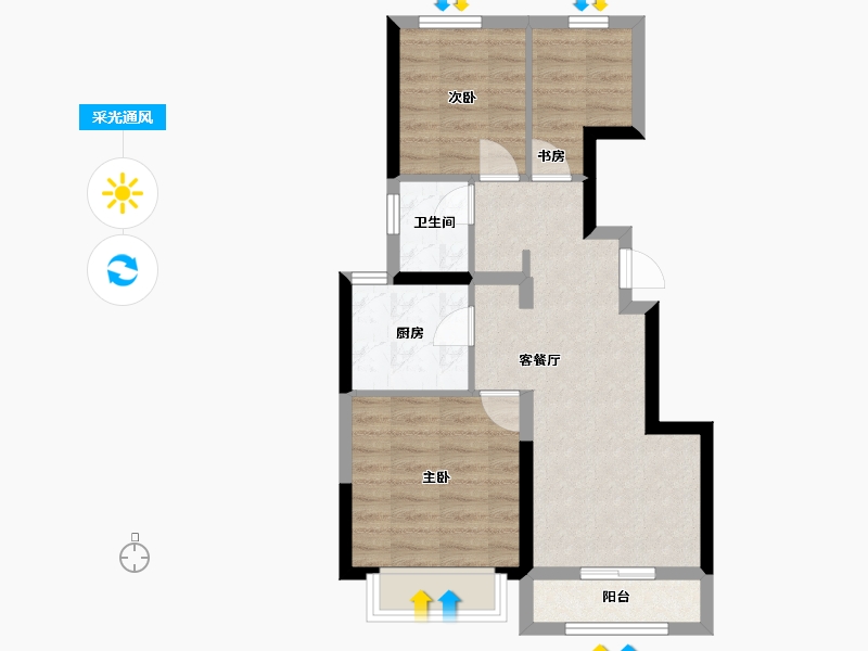 河北省-石家庄市-金地世纪城·格林郡-57.76-户型库-采光通风