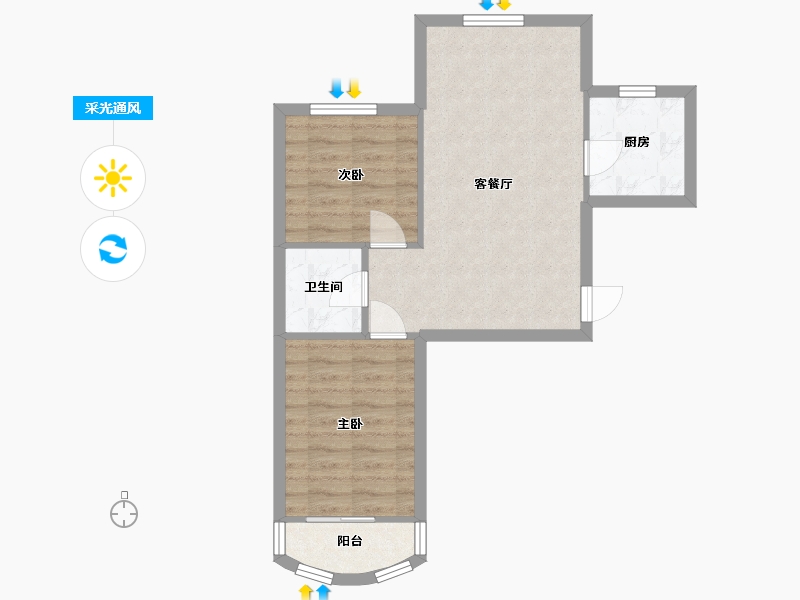 内蒙古自治区-包头市-青宜居社区-西区-56.00-户型库-采光通风