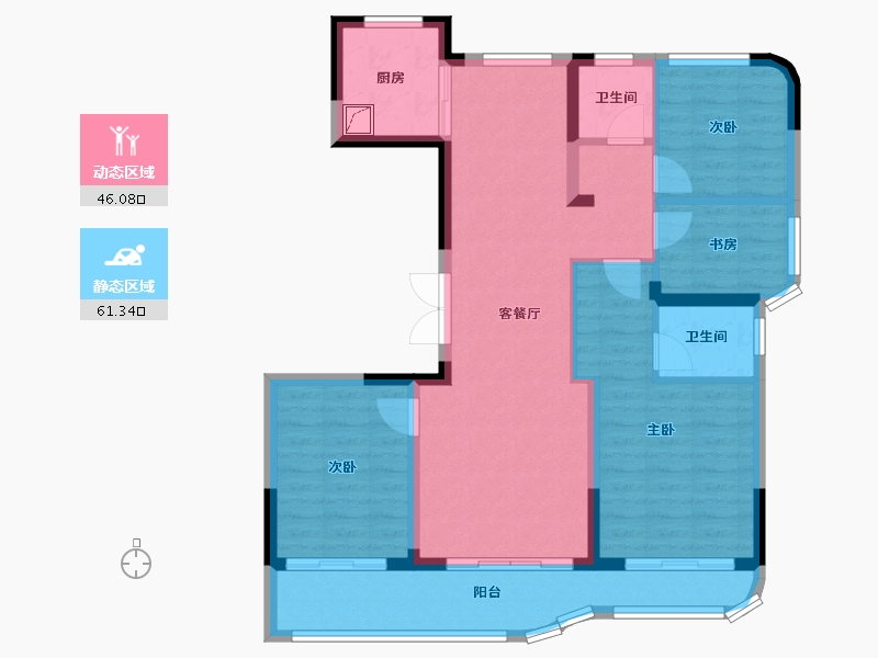 浙江省-绍兴市-嵊州金昌香湖明月-96.08-户型库-动静分区