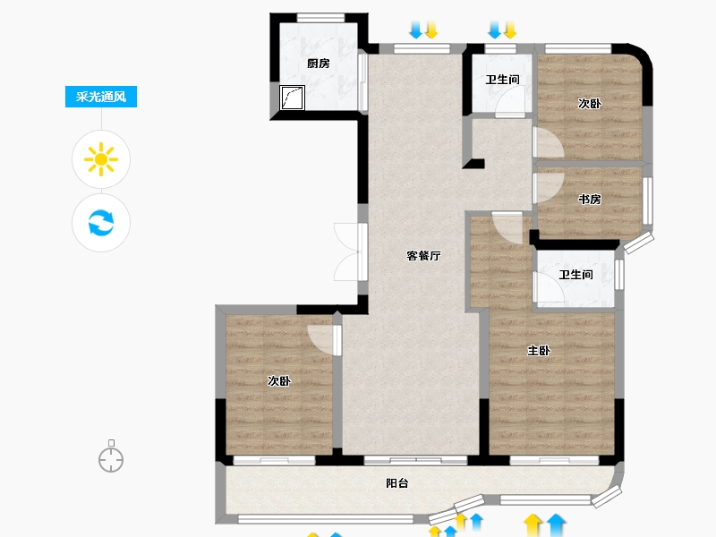 浙江省-绍兴市-嵊州金昌香湖明月-96.08-户型库-采光通风