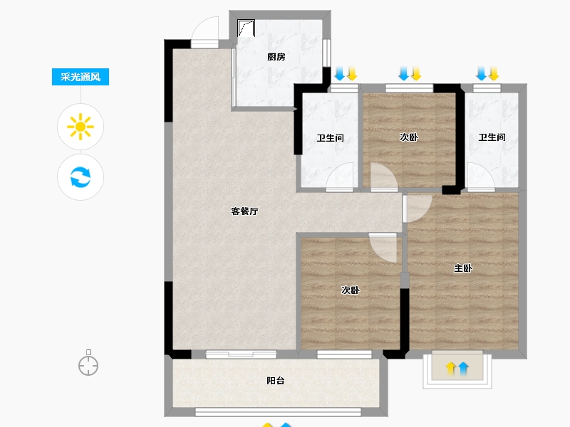 湖北省-武汉市-天纵御景湾-85.00-户型库-采光通风