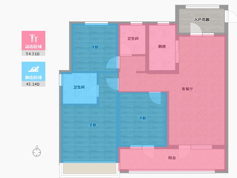 山东省-青岛市-青岛龙湖光年-91.34-户型库-动静分区