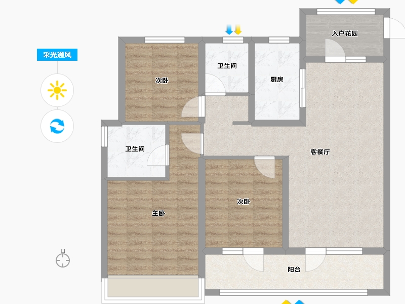 山东省-青岛市-青岛龙湖光年-91.34-户型库-采光通风