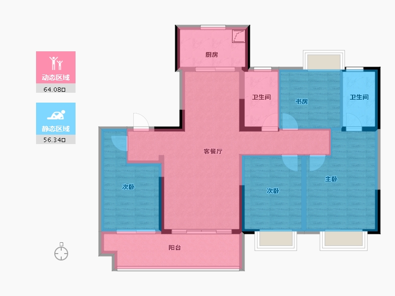 江苏省-无锡市-新力翡翠湾-107.54-户型库-动静分区