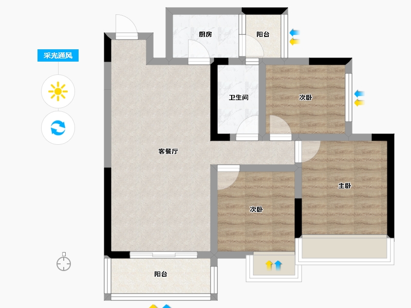 重庆-重庆市-银河公园山水-68.28-户型库-采光通风