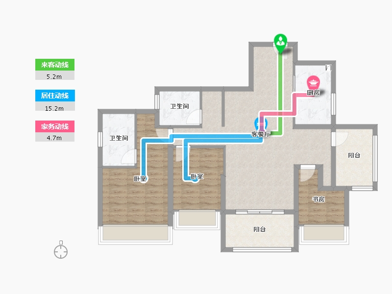 广东省-中山市-雅居乐湾际壹号-95.20-户型库-动静线