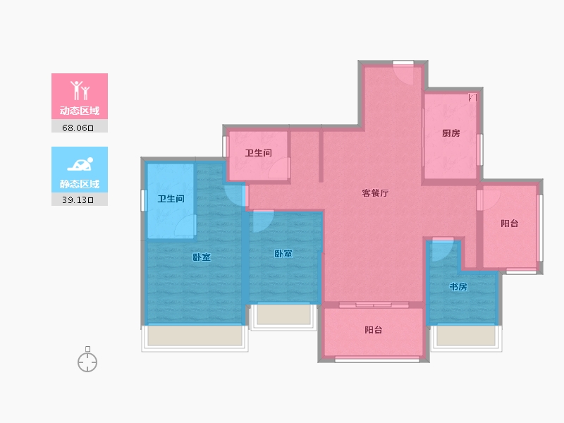 广东省-中山市-雅居乐湾际壹号-95.20-户型库-动静分区