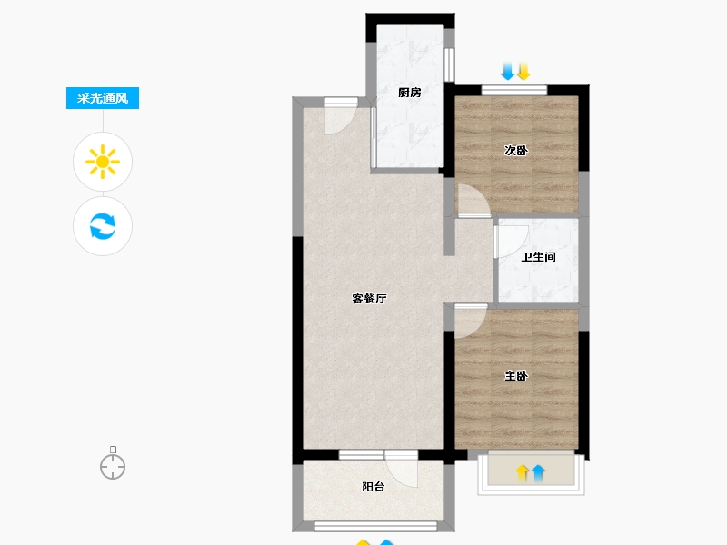 河北省-石家庄市-保利城-60.39-户型库-采光通风