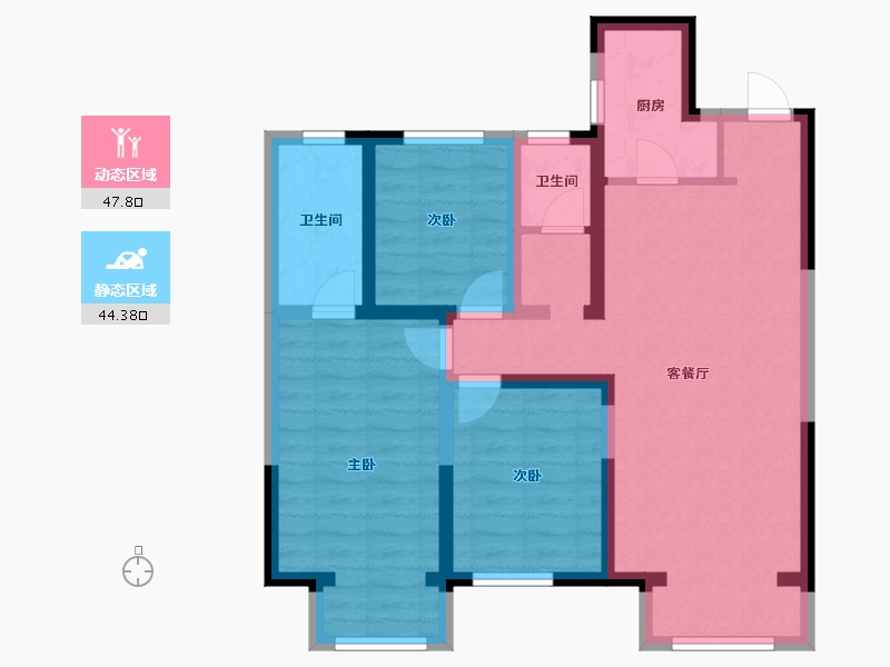 河北省-石家庄市-新兴花语原乡(新兴城)-80.99-户型库-动静分区