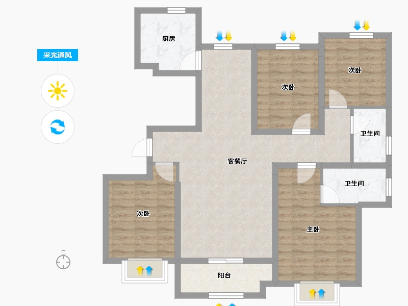 河北省-石家庄市-富丽华-96.40-户型库-采光通风