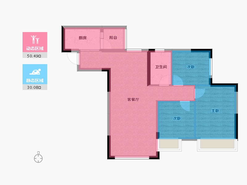 重庆-重庆市-银河公园山水-72.00-户型库-动静分区