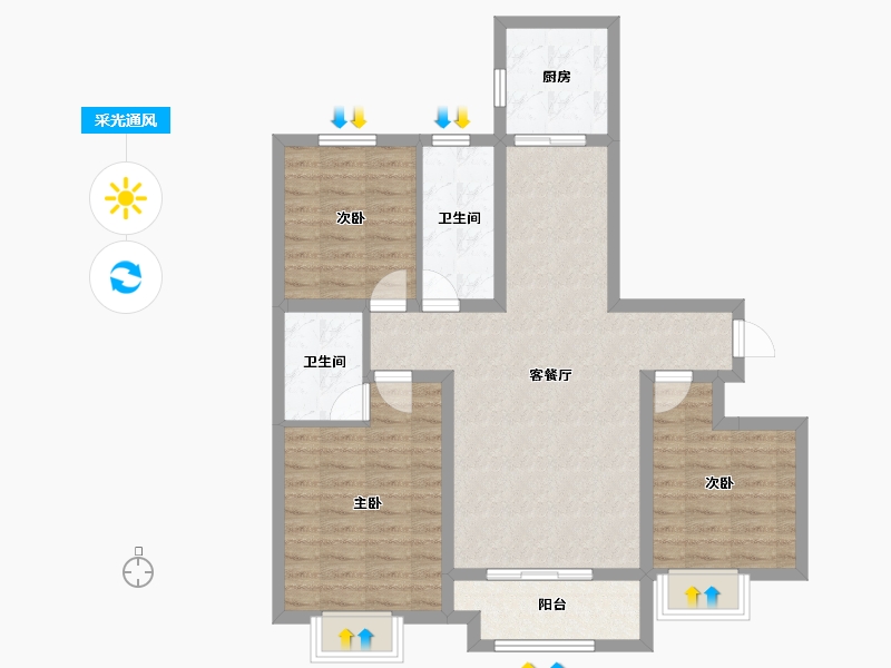 河北省-石家庄市-富丽华-88.42-户型库-采光通风