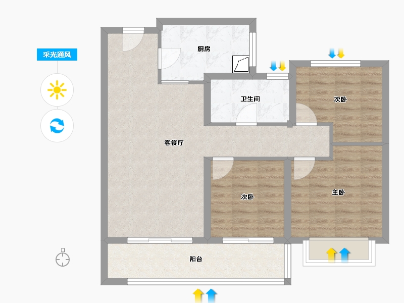 江苏省-无锡市-阳光城印月文澜-78.25-户型库-采光通风