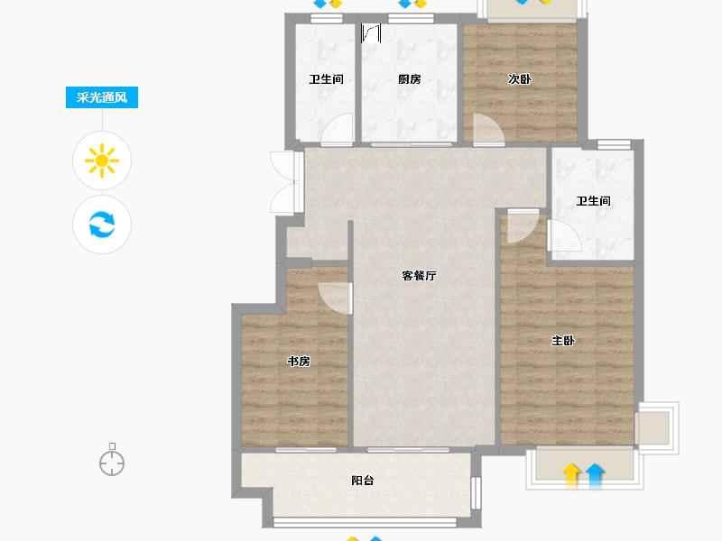 安徽省-合肥市-金科博翠天辰-100.98-户型库-采光通风