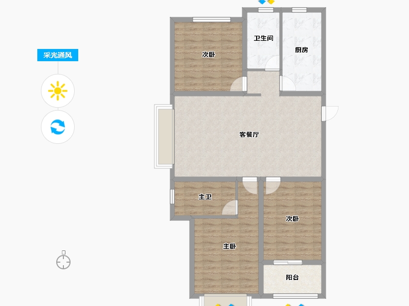 山东省-潍坊市-城投麓台雅园-103.82-户型库-采光通风