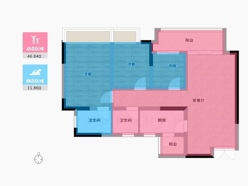 重庆-重庆市-中建滨江星城-68.95-户型库-动静分区