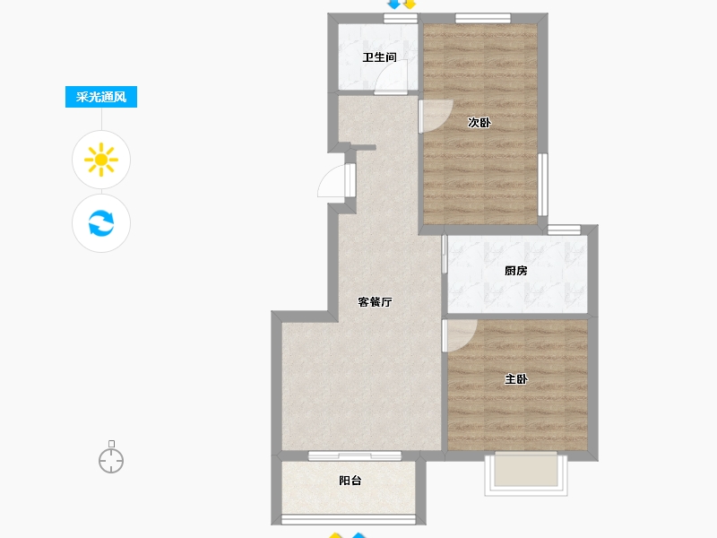 浙江省-宁波市-红星紫御半岛-62.39-户型库-采光通风