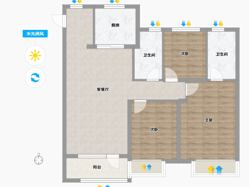 山东省-青岛市-青岛龙湖光年-88.20-户型库-采光通风