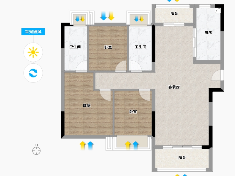 广东省-中山市-广银海悦湾-90.41-户型库-采光通风