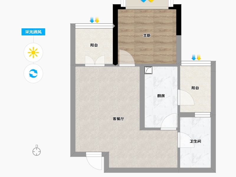 重庆-重庆市-恒大云湖上郡-44.08-户型库-采光通风