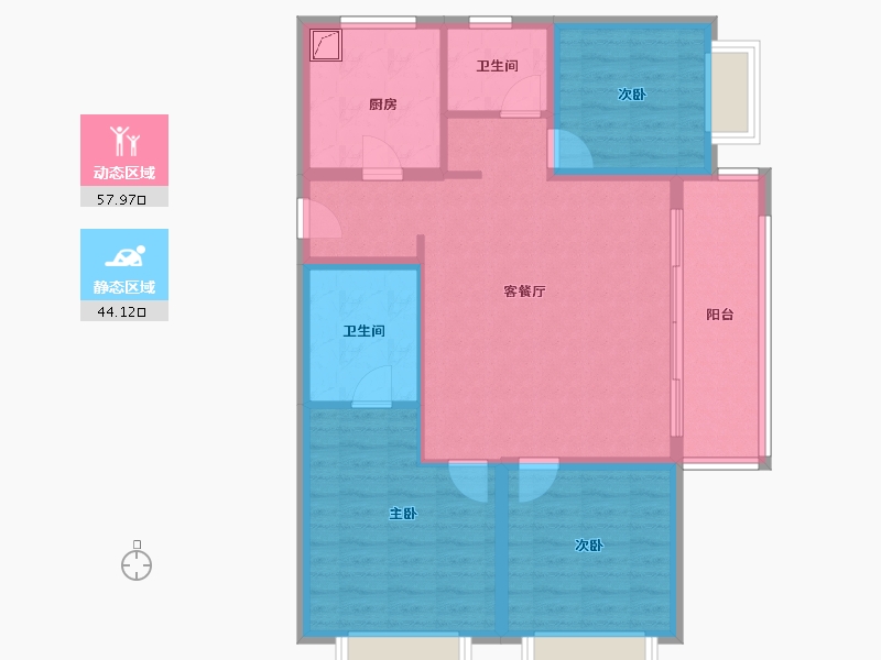 江苏省-无锡市-阳光城印月文澜-91.64-户型库-动静分区