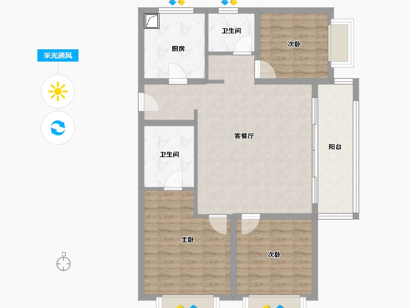 江苏省-无锡市-阳光城印月文澜-91.64-户型库-采光通风