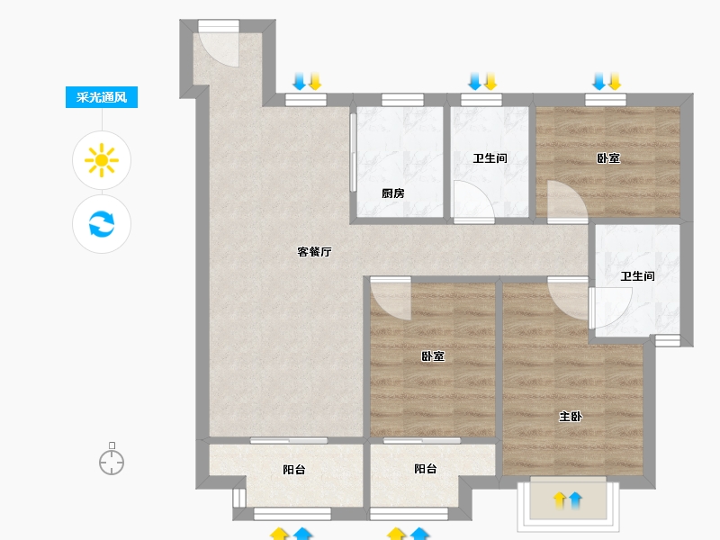 湖北省-武汉市-新城桃李郡-91.00-户型库-采光通风